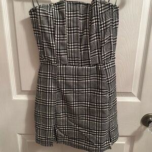 Black and white plaid mini dress/ romper